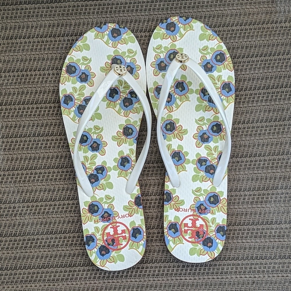 Tory Burch blueberry flip flops